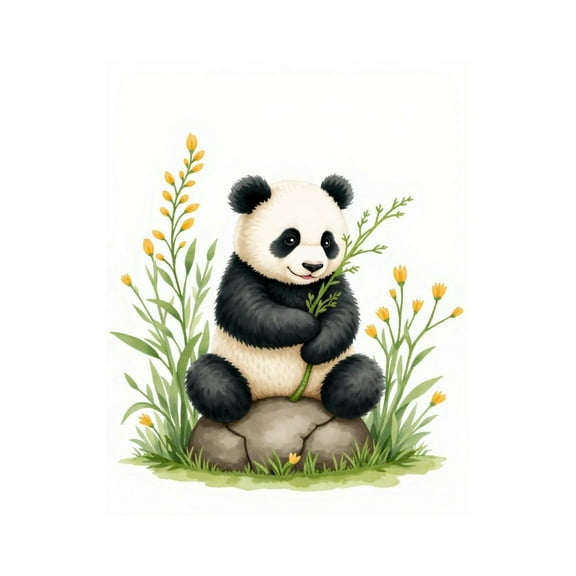 Paint by Numbers Kit for Adults, Adorable Panda Sitting on Rock Paint by Numbers, Easy Paint by Numbers Kit for Adults Beginner, DIY Adult Paint by Number Kits on Canvas, 12x16in Home Decor