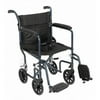 Revolution Mobility Lightweight Steel Transport Wheelchair, Fixed Full Arms, 17" Seat, Blue