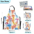 thumbnail image 3 of 5 Pcs Kitchen Set Heat Resistant Oven Mitts and Non-Slip Pot Holders with Adjustable Cooking Apron Watercolor Jellyfish, 3 of 6