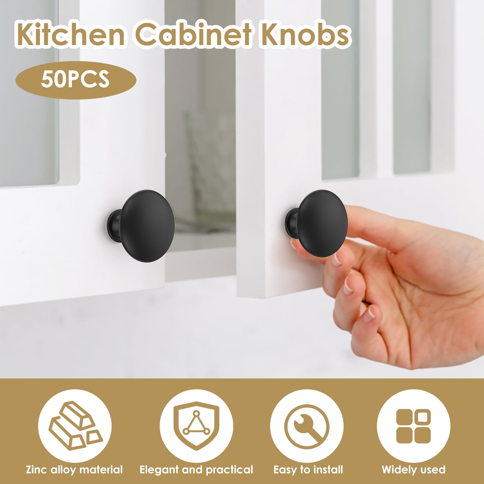 50Pcs Drawer Knob Set Zinc Alloy Cabinet Handles Rustproof Gold Dresser Knobs with Screws Decorative Drawer Pull Handle Furniture Knobs for Kitchen Cabinets Drawer Dresser