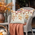 thumbnail image 4 of Outdoor Waterproof Pillow Covers Autumn Flowers Orange Leaves Watercolor Throw Cushion Case，Vintage Letter Pillowcase for Bed,Sofa,Couch, Patio Furniture, 16x16 in, 2Pack Decorative Pillows, 4 of 9