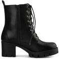 thumbnail image 7 of Unique Bargains Women's Lace-Up Round Toe Platform Chunky Heels Combat Boots, 7 of 7