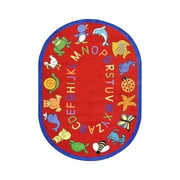 Kid Essentials - Early Childhood ABC Animals, 7'8" x 10'9" Oval, Red