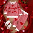 thumbnail image 2 of Zanarzt Baby Girl Clothes Cute Toddler Heart Print Long Sleeve Top Pants Two Piece Set Outfit Watermelon Red,3-4 Years, 2 of 9