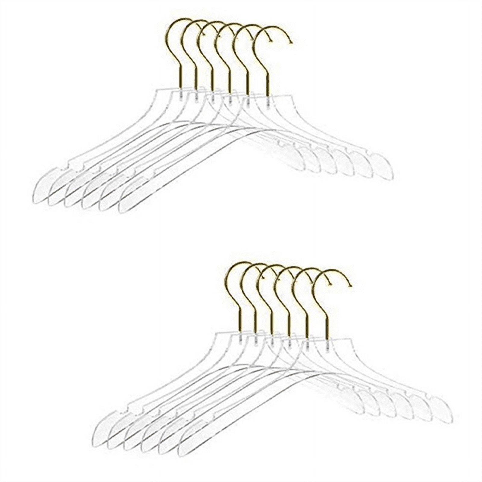 10 Pcs Clear Clothes Hangers with , Transparent Shirts Dress Coat Hanger with Notches for Lady Kids Small