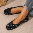 thumbnail image 4 of Miluxas Women's Polka Dots Ballet Flats Closed Square Toe Slip On Flat Shoes Black 6.5(38), 4 of 9