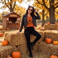 thumbnail image 4 of Women's Halloween Witch Print V-Neck T-Shirt, Raglan Short Sleeve Casual Graphic Tee Top for Halloween Party Daily Wear 08-Earthy Yellow S, 4 of 4