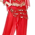 thumbnail image 4 of Beads & Coins Chiffon Belly Dancing Dance Hip Scarves Skirt Scarf Wrap Belt Red, 4 of 4