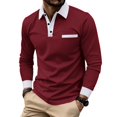 thumbnail image 2 of WULMLEO Mens Long Sleeve Polo Shirts Casual Cotton Shirt Classic Golf Shirt Wine XL, 2 of 5