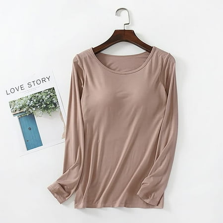 

Byte Legend Women Sleep Tops Nightwear Home Clothing Solid Color Sleepwear Long Sleeve Homewear Chest Pad Casual Loungewear Night Shirt