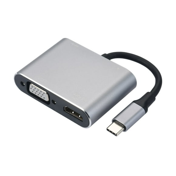 Tomfoto 4-IN-1 Hub Type-C to HD VGA Adapter USB Type-C Multiport Converter Splitter with 4K HD Output USB3.0 PD Charging Port Compatible with Macbook Pro 2020 Chromebook Surface Go