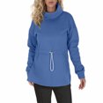 thumbnail image 3 of cfhntfmh Winter Sweater for Women Warm High Neck Long Sleeve Fleece Basic Tops Soft Side Slit Drawstring Waist Pullover Shirts, 3 of 6