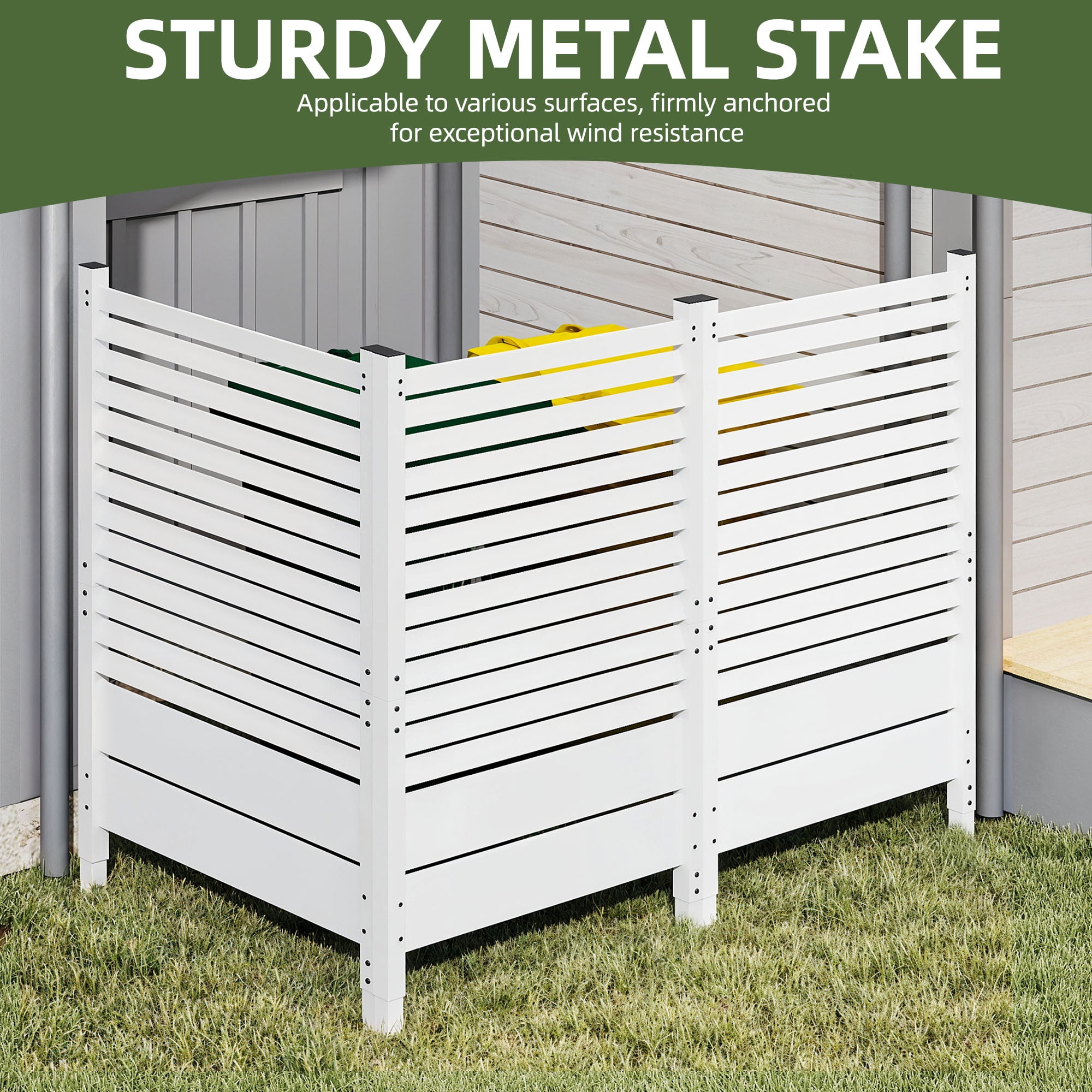 Uforic 1 Pcs Wood Privacy Fence Panel for AC Unit, Backyard, Patio Screen,  60"H x 38"W, White