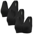 thumbnail image 2 of Abomasnow 3 PCs Women's Front Closure Sports Bras Front Button Bra Full Coverage Convenient Snap Sleep Bra No Wire Everyday Sleep Bras, 2 of 3