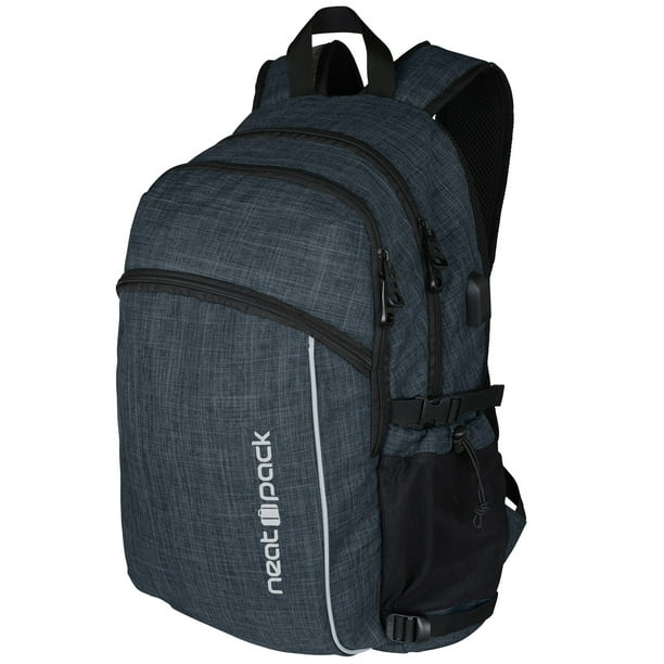 NeatPack laptop backpack with USB port, black