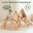 thumbnail image 5 of Goodevas 4-in-1 Wooden Montessori Indoor Climbing Frame with Triangle, Arch, Net & Ramp, Ages 1–5, 5 of 9