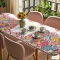 thumbnail image 3 of Easter Table Cloths for 8 Foot Rectangle Tables, Spring Floral Watercolor Easter Eggs Bunny Flower Bow Patio Waterproof Elastic Fitted Tablecloths, Washable Rectangular Table Cover for Camping, 3 of 8