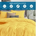 thumbnail image 3 of Gold Queen ( 90" x 90" ) Size 100% Cotton Duvet Cover, 800 Thread Count, Stripe Pattern, 1-Piece Comforter Cover with Zipper Closure – Hotel Quality, All-Season, 3 of 5