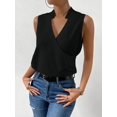 thumbnail image 5 of Womens Pleated Tank Tops V Neck Casual Sleeveless Blouses Summer Basic Vest Shirt Black S, 5 of 6