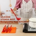 thumbnail image 3 of Resto de cuchara, 2 en 1 utensilios de silicona con almohadilla de goteo para múltiples utensilios de cocina, soporte de cuchara para estufa superior tamaño más grande sin BPA resistente al calor, 3 of 5