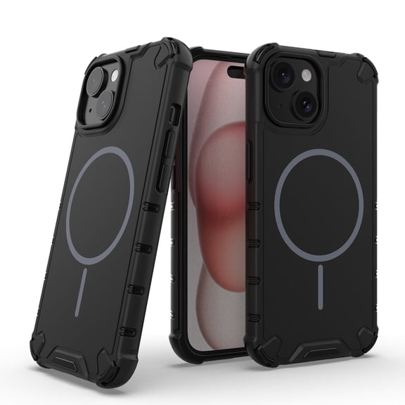 Allytechgroup Magnetic Case for iPhone 12 Pro Max, Hard PC Soft TPU Rugged Heavy Duty Durable Cover Case Support Wireless Charging Shockproof Protective Back Cover for iPhone 12 Pro Max, Black