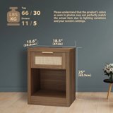 "ARKANTOS Rattan Nightstand with Charging Station, Set of 2, Walnut, 18.5""x15.6""x25" - Walmart.com