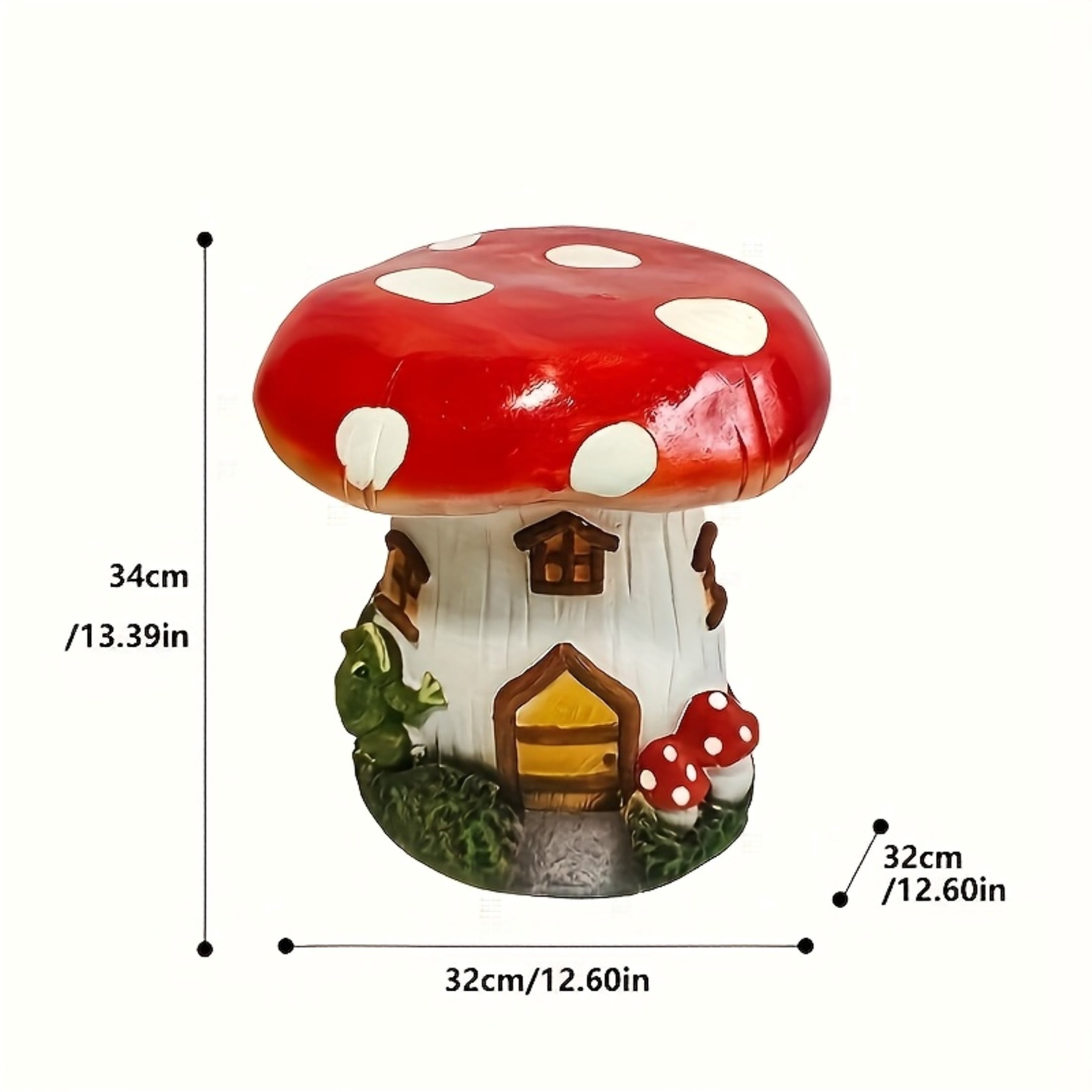 Noble House Mushroom House Stool, Fairy Forest Base Decor, Outdoor Creative Figurine Seat for Patio, Garden, Multicolor