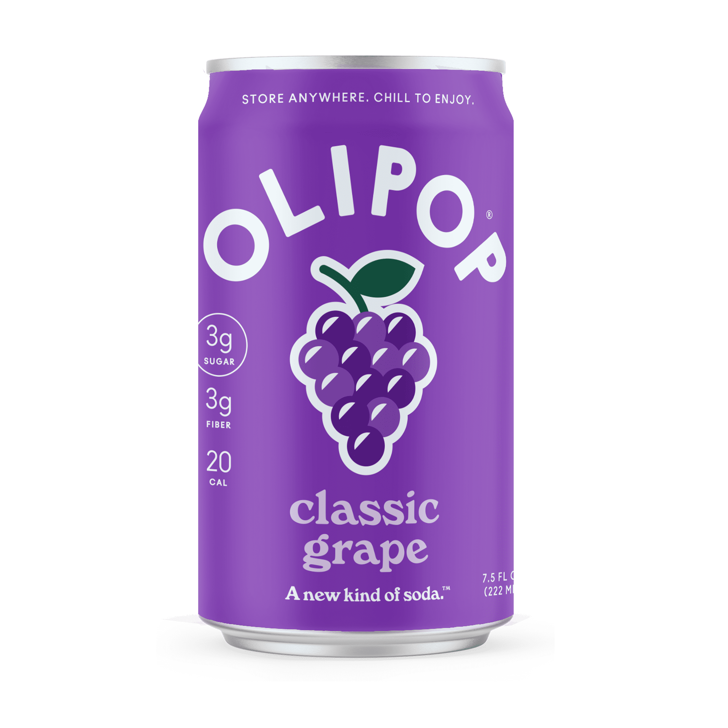 (4 pack) OLIPOP MINIs 3g Fiber Prebiotic Soda, Classic Grape, 7.5 fl oz, 6 Pack, Shelf Stable