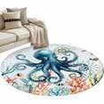 thumbnail image 6 of Octopus Coastal Round Rug 3ft Washable Circle Entryway Rugs Non Slip Summer Beach Ocean Coral Starfish Area Rug Indoor Floor Carpet for Bedroom Kitchen Living Room Home Office Dining Room Nursery, 6 of 8