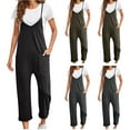 thumbnail image 2 of Xihbxyly Jumpsuits for Women, Women's Cotton Linen Loose Casual Sleeveless Adjustable Spaghetti Strap Long Jumpsuits Stretchy Wide Leg Rompers with Two Pockets #1, 2 of 7