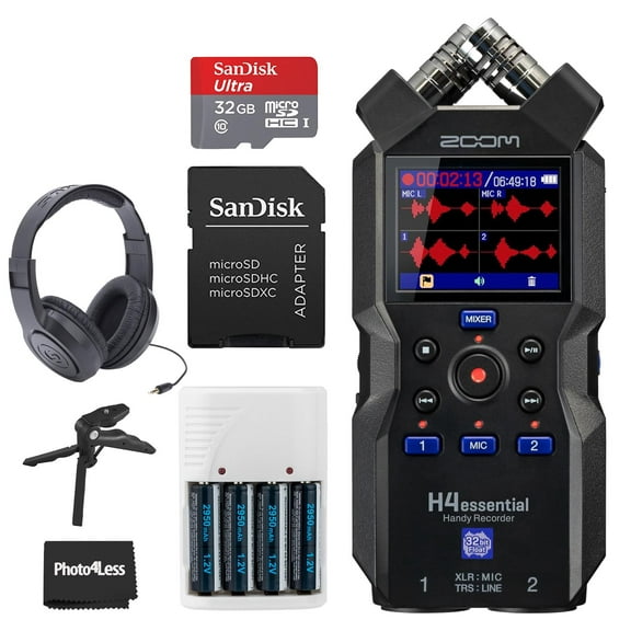 Zoom H4essential Handy Recorder   32GB Memory Card   Headphones   Accessories