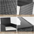 thumbnail image 6 of G-ocean 3 Pcs Outdoor Patio Conversation Wicker Furniture Set with Cushions and Tempered Glass Table for Outdoor, Garden, Porch, Black, 6 of 6