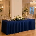 thumbnail image 5 of Navy Blue 4FT Rectangular Tablecloth with Pleated Skirt, Wrinkle Resistant Polyester Table Cover for 120x60x75cm Tables, Elegant Drape for Banquet & Event Decor, 5 of 6