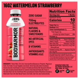 BODYARMOR Zero Sugar Watermelon Strawberry Sports Drink, 16 fl oz Bottles, 12 Pack