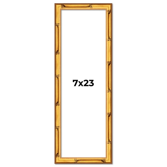 7x23 Frame Gold Bamboo Solid Wood Picture Frame | 1 Inch Moulding Width | Interior Frame Depth 0.75