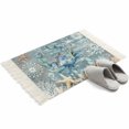 thumbnail image 4 of Blue Crab Coastal Bathroom Rug 2'x3', Summer Beach Nautical Starfish Coral Low Profile Front Entryway Rug with Tassels, Woven Cotton Washable Kitchen Mat Carpet for Foyer Bedroom Back Door Decor, 4 of 9