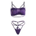 thumbnail image 1 of Wangsaura Ladies Fun Underwear Set Ultra-thin Lace Cross Adjustable Belt Set, 1 of 1