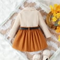 thumbnail image 4 of Toddler Girls Skirt Outfits Long Sleeve Ribbed Lapel Tops + Pleated Mini Skirt Set Kids Spring Fall Winter Clothes, 4 of 8