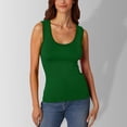 thumbnail image 2 of TrendOFT Workout Tank Tops for Women Undershirt Ribbed Sleeveless Scoop Neck Casual Layering Summer Basic Tanks Top Dark Green L, 2 of 5