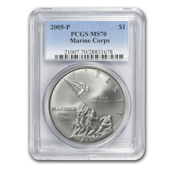 2005-P Marine Corps 230th Anniv $1 Silver Commem MS-70 PCGS