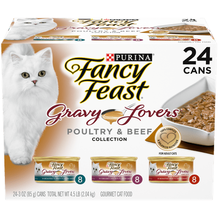Fancy Feast Gravy Wet Cat Food Variety Pack, Gravy Lovers Poultry & Beef Feast Collection - (24) 3 oz.