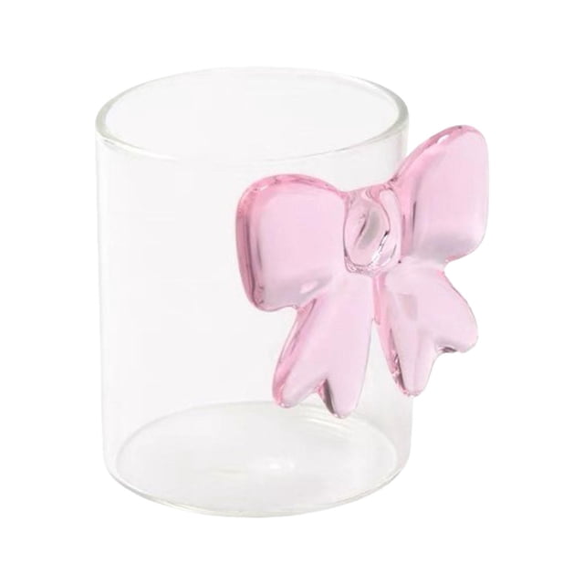 Vaso de cristal, transparente, redondo, elegante, con decoración de lazo, para agua helada, bebidas, leche, bebidas frías o calientes, batidos.