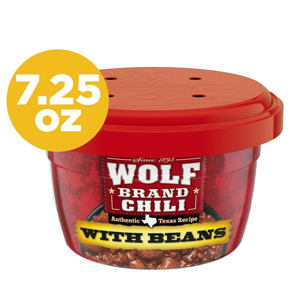 Wolf Brand Chili With Beans, 9g Protein Per Serving, Microwaveable, 7.25 oz. Bowl
