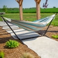 thumbnail image 2 of Vivere Brazilian Style Sunbrella Double Hammock with Steel Stand, Gateway Mist, 2 of 8