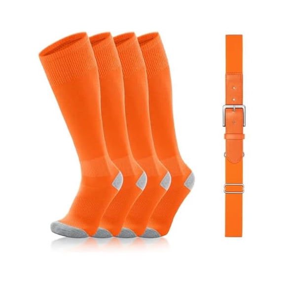 Eryueer Baseball Socks and Belt Combo Elastic Softball Belt and Socks Adjustable Waist Belt for Boys Youth Adult