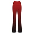 thumbnail image 4 of SELONE Flare Leggings for Women Plus Size Mid Waist Gym Leggings Full Length Summer Pants Curvy Casual Long Bootcut Vacation Pants Pull on Gradient Print Yoga Lightweight Red L Breathable Beach Pants, 4 of 4