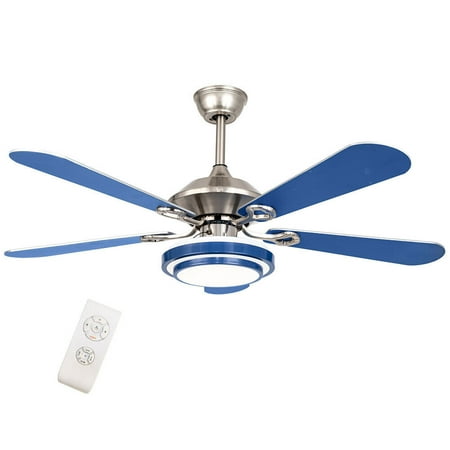 

52 Blue Invisible Ceiling Fan Light Chandelier Fan Lamp LED 3 Color Remote