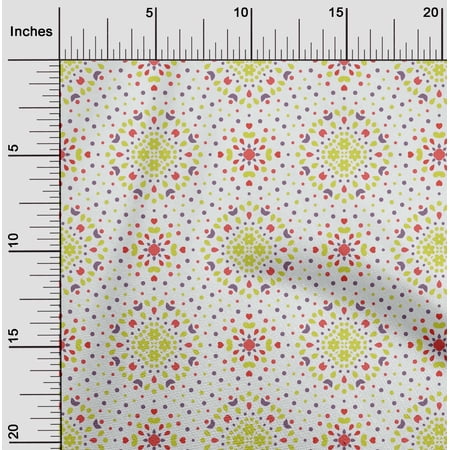 oneOone Cotton Silk Yellow Fabric Floral|Heart & Dots Dress Material Fabric Print Fabric By The Yard 42 Inch Wide