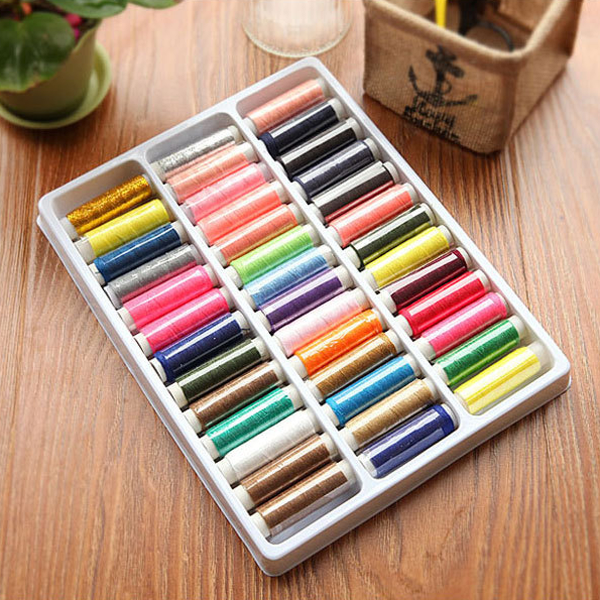 39 Roll Sewing Cotton Thread Box Kit Set For DIY Sewing/Embroidery