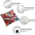 thumbnail image 6 of Fenyluxe Chinoiserie Red Peony Floral Pillow Cover Peony Flower Teal Green and Red Decorative Throw Pillow Cushion Oriental Toile Chinoiserie Farmhouse Lumbar Accent Pillow 2pcs White, 6 of 7